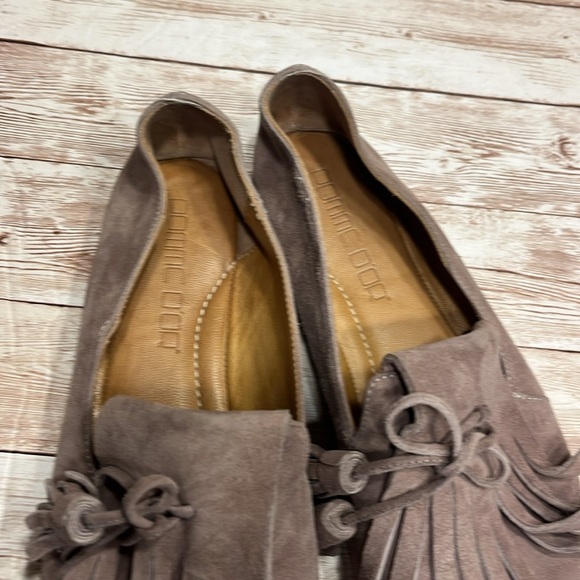 Pomme Dor Taupe Suede Flats Pointed Toe Flats Fringe Loafers Size 38 - Picture 9 of 9